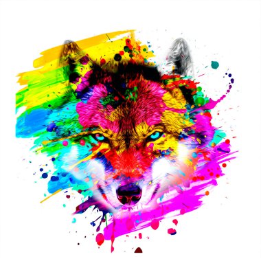 Beyaz arka planda renkli sanatsal kurt ağızlığı 
