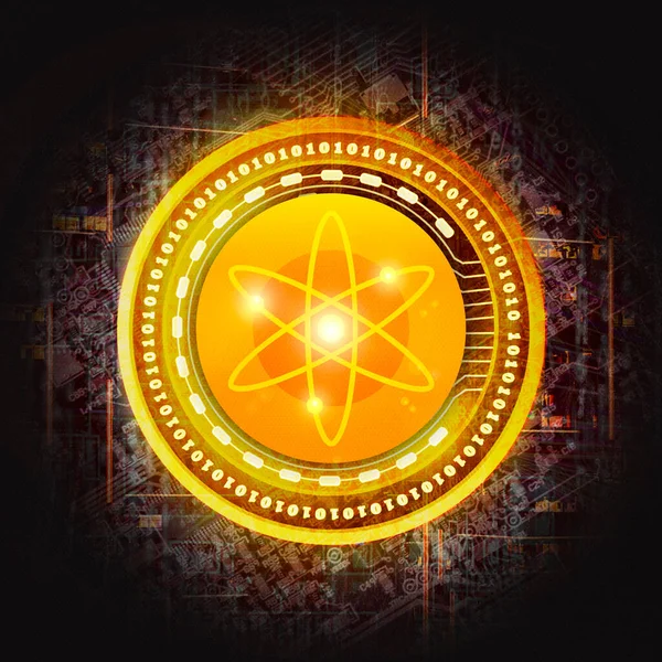 Криптовалютна Монета Золотий Космос Темному Фоні Криптовалютна Концепція — стокове фото