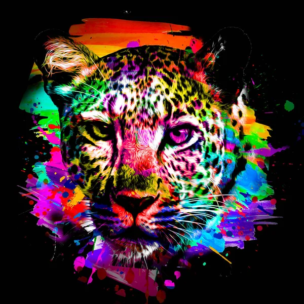 Barevná Leopardí Tlama Světlými Skvrnami — Stock fotografie