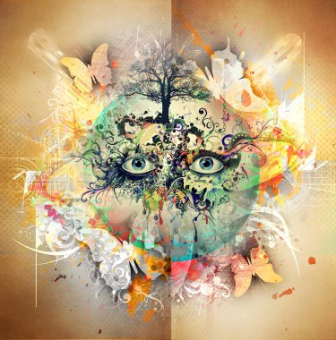 Gözler renkli arka plan üzerinde