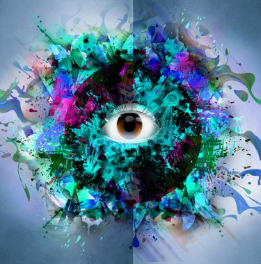 Renkli arka plan üzerinde göz