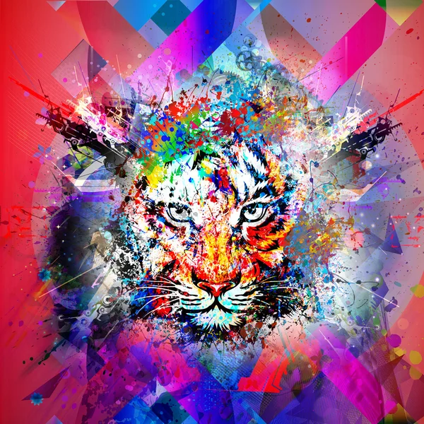 Fundo Abstrato Brilhante Com Tigre — Fotografia de Stock