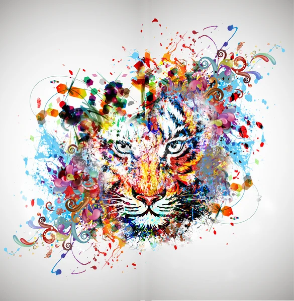 Tiger med färgstänk — Stockfoto