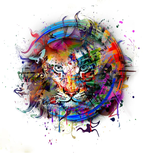 Tigre astratta con spruzzi di vernice — Foto Stock