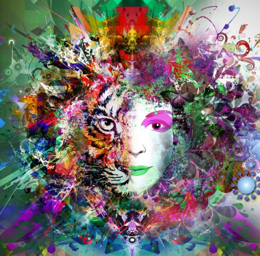 Abstract and mystic woman face clipart