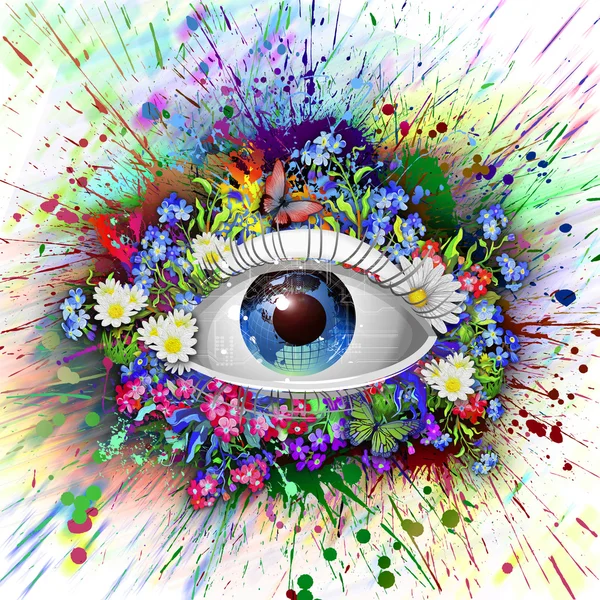 Human eye on creative background — Stock Photo, Image