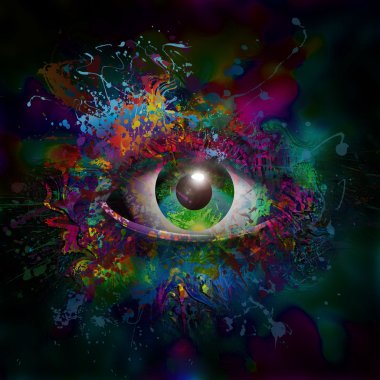 Renkli arka plan üzerinde göz