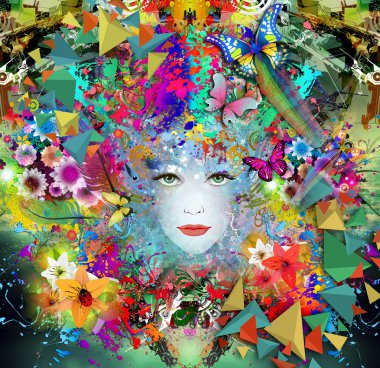 Bahar kadın illüstrasyon