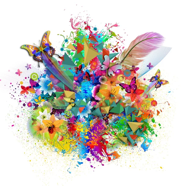 Floral background with butterflies — Stock Photo, Image