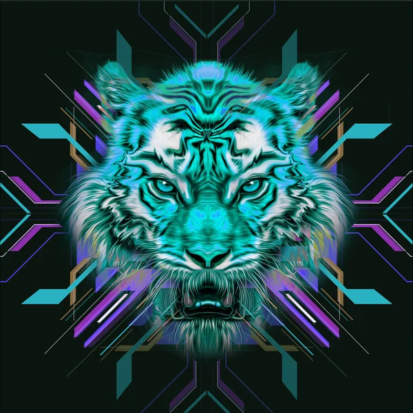 Colorful illustration of tiger — Stok fotoğraf