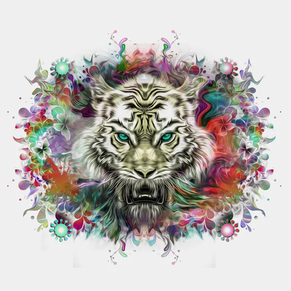 Τίγρης με τους παφλασμούς των χρωμάτων — Φωτογραφία Αρχείου