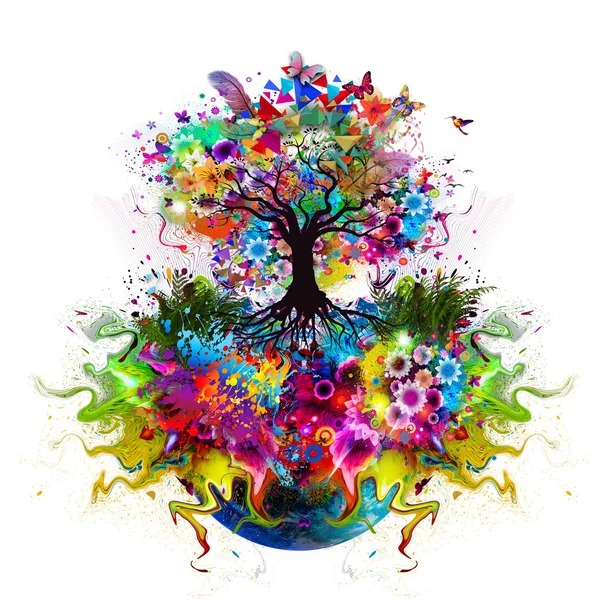soyut çok renkli ağaç