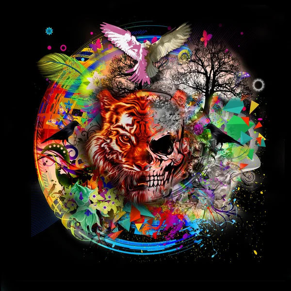 Colorful evil skull — Stock Photo, Image