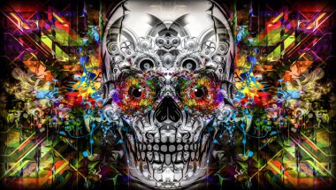 Colorful evil skull clipart