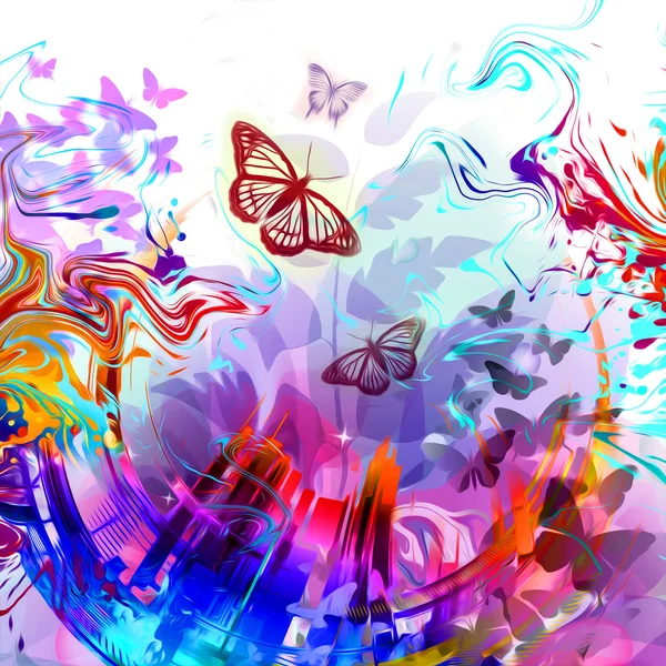 Floral background with butterflies — Stock Photo, Image