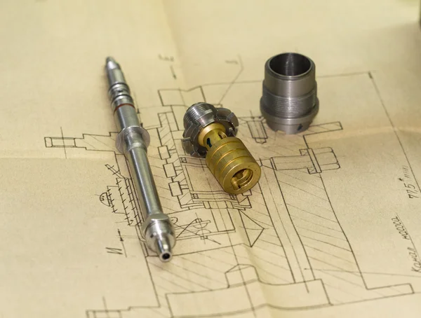 機械部品・図面. — ストック写真