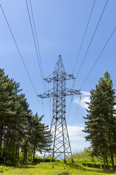 Reliance högspänd elektrisk linje. — Stockfoto