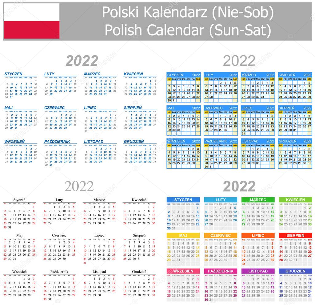 2022 Polish Mix Calendar Sun-Sat on white background