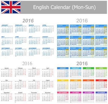 2016 İngilizce karışımı takvimi Pts-Paz