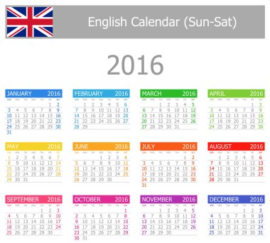 2016 İngilizce tip-1 takvim Cts-Paz
