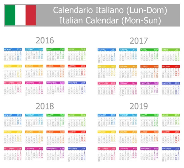 2016 - 2019 tip-1 İtalyanca takvimi Pts-Paz