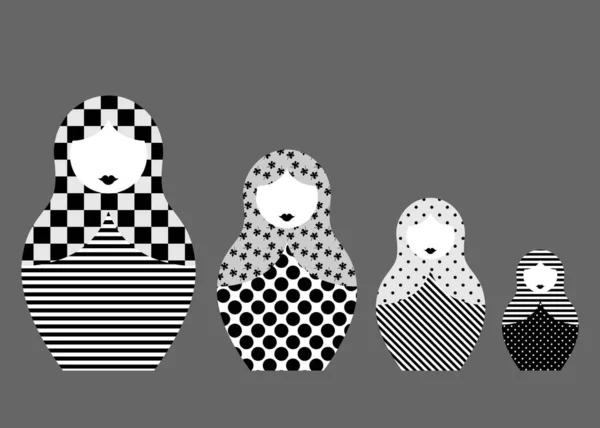 Poupées Nidification Russes Matrioshka Ensemble Icône Symbole Russie Motif Géométrique — Image vectorielle