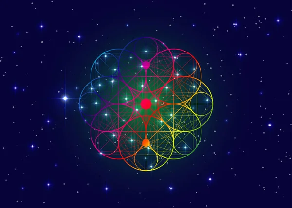 Saatgut Des Lebens Symbol Der Heiligen Geometrie Geometrisches Mystisches Mandala — Stockvektor