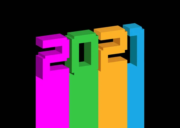 Numerals 2021 Feito Tijolos Plástico Brinquedo Colorido Conceito Ano Novo — Vetor de Stock