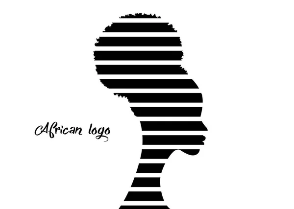 Afro Americana Face Profile Logo Mulheres Perfil Preto Silhueta Moda — Vetor de Stock