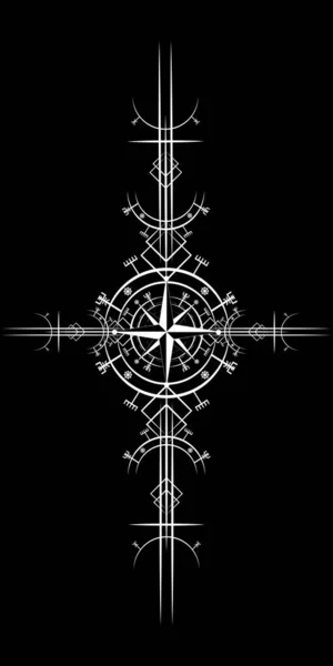 Magie Starověké Viking Art Deco Vítr Růže Magie Navigační Kompas — Stockový vektor
