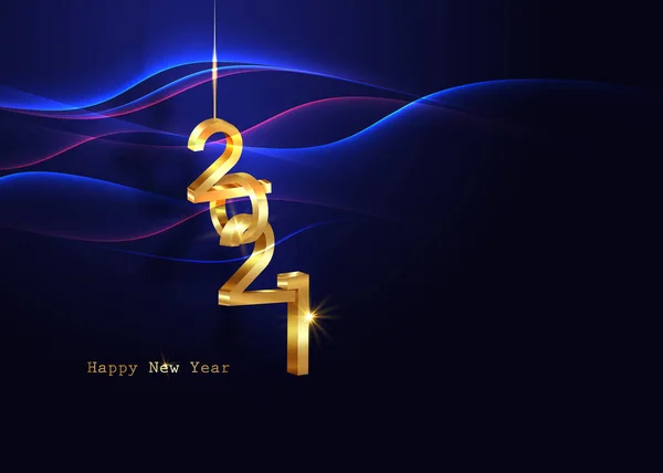 Golden 2021 New Year Logo Banner Con Espacio Para Copias — Vector de stock