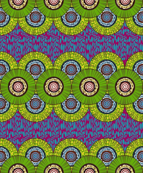 Tessuto African Wax Print Ornamento Etnico Fatto Mano Tuo Design — Vettoriale Stock