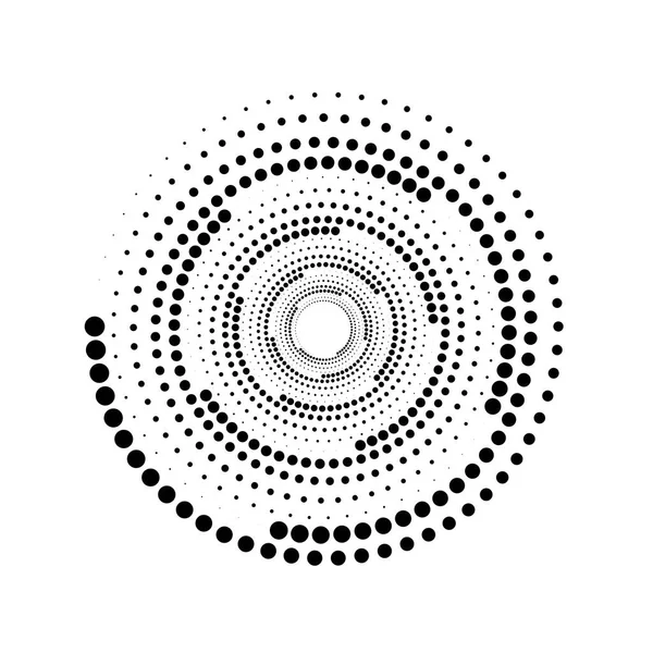 半圆形的半色调点 圆形标志 矢量虚线框 螺旋形 螺旋形设计同心圆几何元件 技术眼概念的抽象表示 在白色上孤立 — 图库矢量图片
