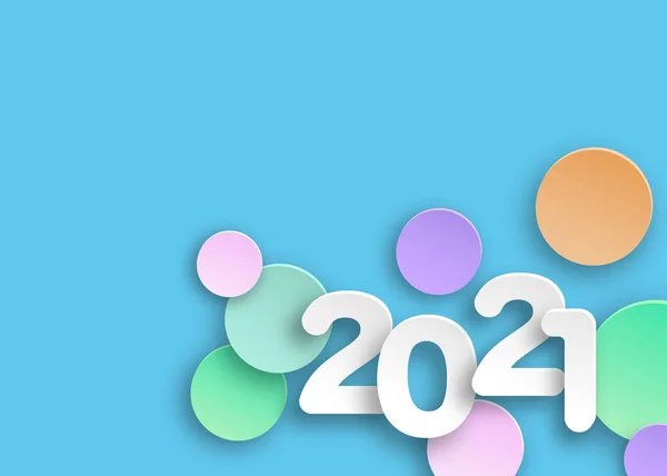 Neujahr 2021 Papierschneidezahlen Zarten Farben Dekorative Glückwunschkarte 2021 Frohes Neues — Stockvektor