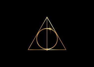 gold sacred magic geometry , occult symbol , vector isolated on black background  clipart