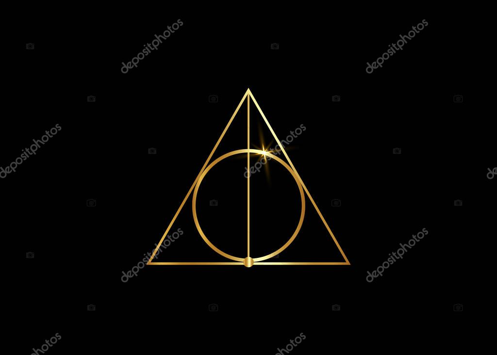 Gold sacred magic geometry , occult symbol , vector isolated on black background