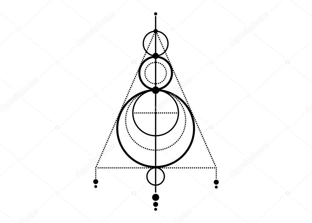 Sigil of Protection, Dream Catcher Magical Amulets. Can be used as tattoo, black logos and prints. Magic Alchemy of Sign Occult. Wiccan symbol, Sacred Geometry, vector isolated on white background