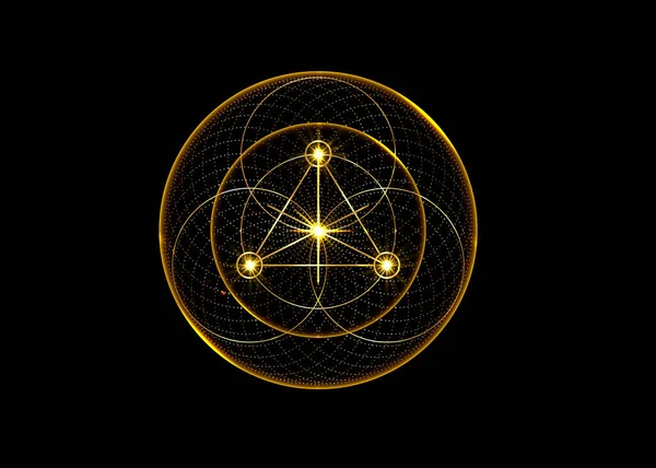 Simbol Emas Alkimia Sacred Geometry Agama Filsafat Spiritualitas Konsep Okultisme - Stok Vektor