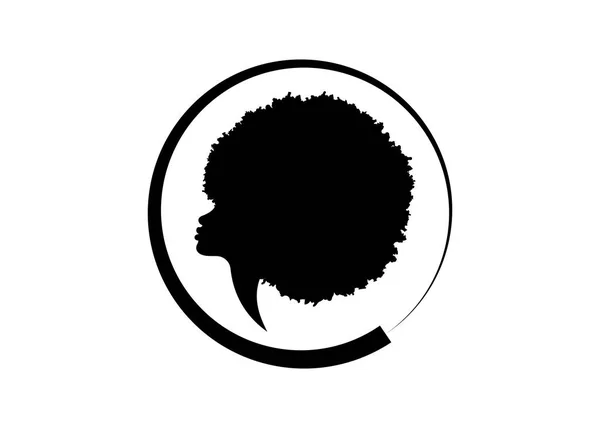 Afro Américaine Visage Profil Logo Rond Femme Profil Silhouette Avec — Image vectorielle