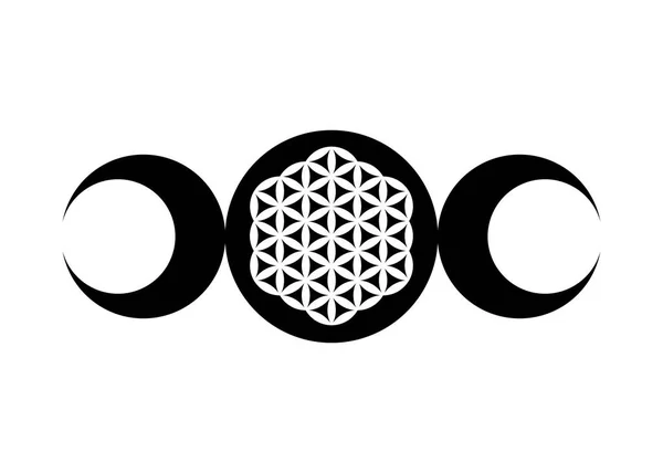 Dreifacher Mond Religiöser Zauberer Wicca Logo Neopaganismus Symbol Dreifache Göttin — Stockvektor