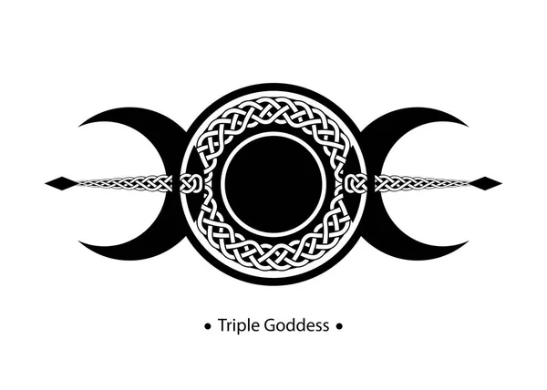 Dreifacher Mond Religiöser Zauberer Wicca Logo Neopaganismus Symbol Dreifache Göttin — Stockvektor