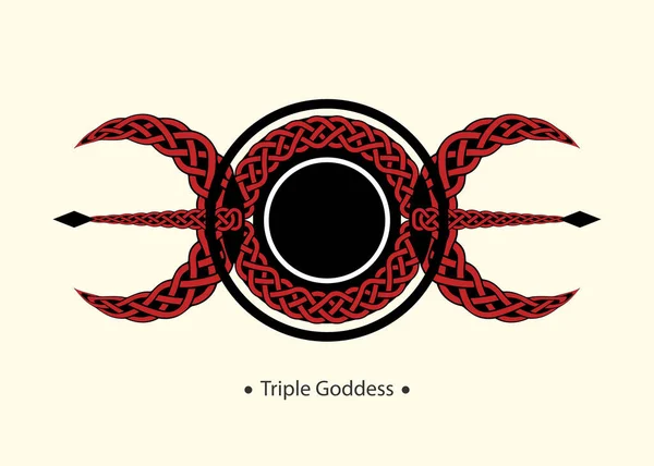 Drievoudige Maan Religieuze Wicca Teken Wicca Logo Neopaganisme Symbool Triple — Stockvector