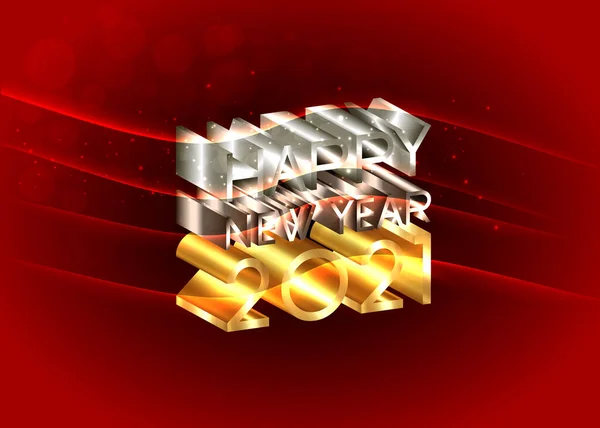 2021 Happy New Year Номер Текст Логотип Золото Бронза Серебряная — стоковый вектор