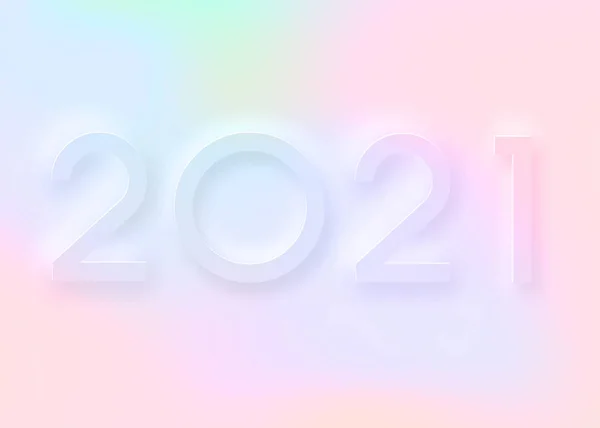 2021 Nyår Semester Inbjudan Trendig Neumorphism Stil Papper Skärande Gränssnitt — Stock vektor