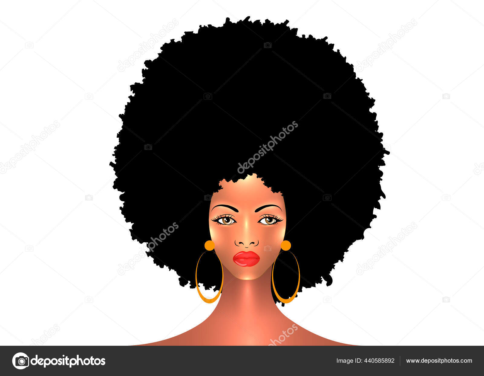 Portrait African American Woman Dark Skin Female Face Beautiful Traditional  Stock Vector Image by ©robin_ph #440585892