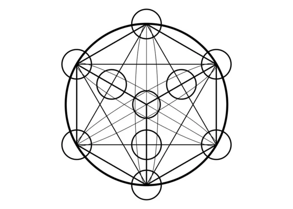 Metatrons Cube Fleur Vie Géométrie Sacrée Élément Graphique Hexagramme Magique — Image vectorielle