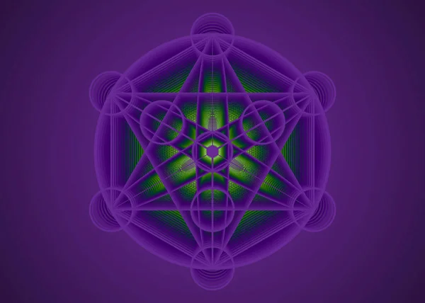 Alchemy Occult Sign Metatrons Cube Flower Life Англійською Священна Геометрія — стоковий вектор