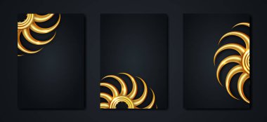 A4 siyah şablonlar, broşürler, broşürler, broşürler, ambalaj tasarımları, modaya uygun altın tarzı deniz motifleri. Lüks ürünler, düğün davetiyeleri, organik kozmetik ürünleri, şarap ambalajları