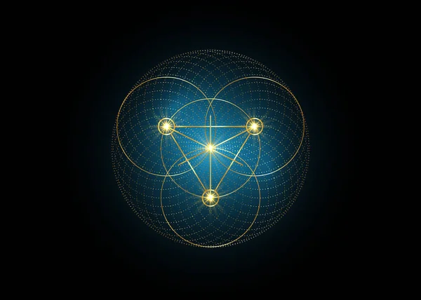 Aur Magic Alchemy Simboluri Geometrie Sacră Religie Filozofie Spiritualitate Concept — Vector de stoc