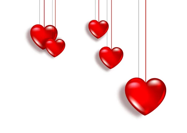 Rote Herzen Gesetzt Frohe Valentinstage Zeichen Symbol Einfache Vorlage Hängendes — Stockvektor